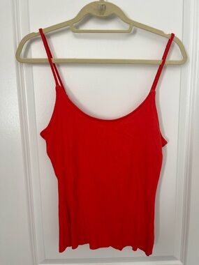 The Range Red Ribbed Tank Top Built-In Bra Size L NWOT